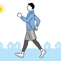 ウォーキング　男性　太陽