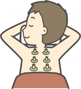 お灸　男性　イラスト